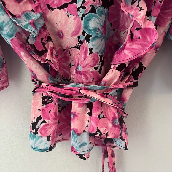 Wayf Floral Wrap Blouse, Sz Small - Picture 5 of 8